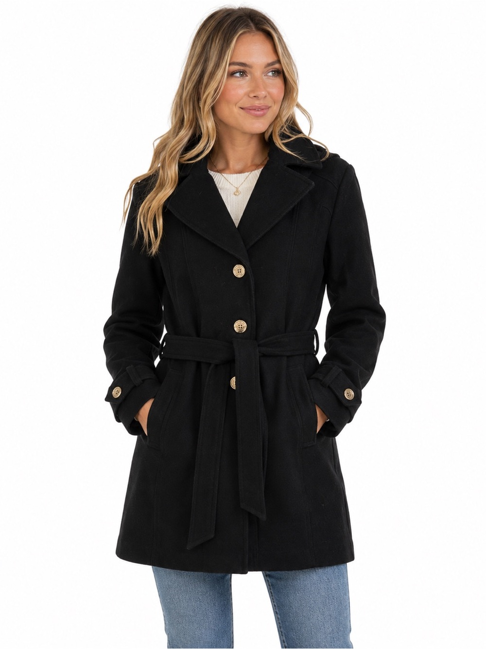 Michael Kors Black Trench Coat with Belt
